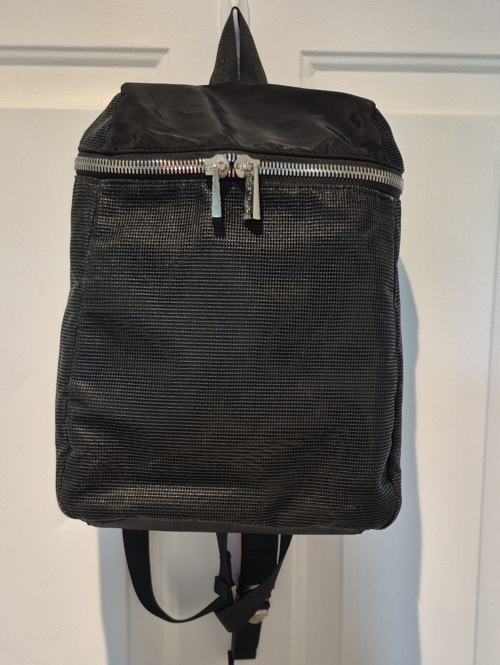 Athleta Black Mesh Zip-Top Backpack
